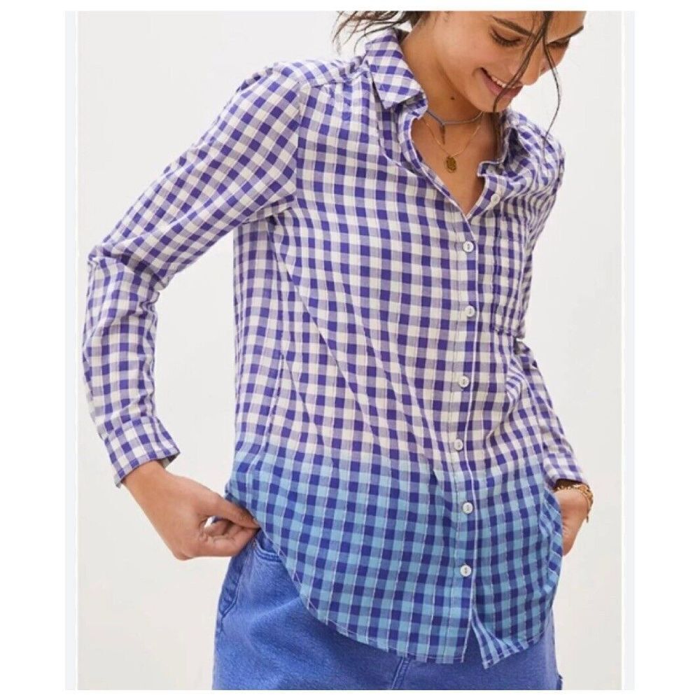 Anthropologie PILCRO Deb Ombre Button Down Shirt Women's Size Medium Relaxed